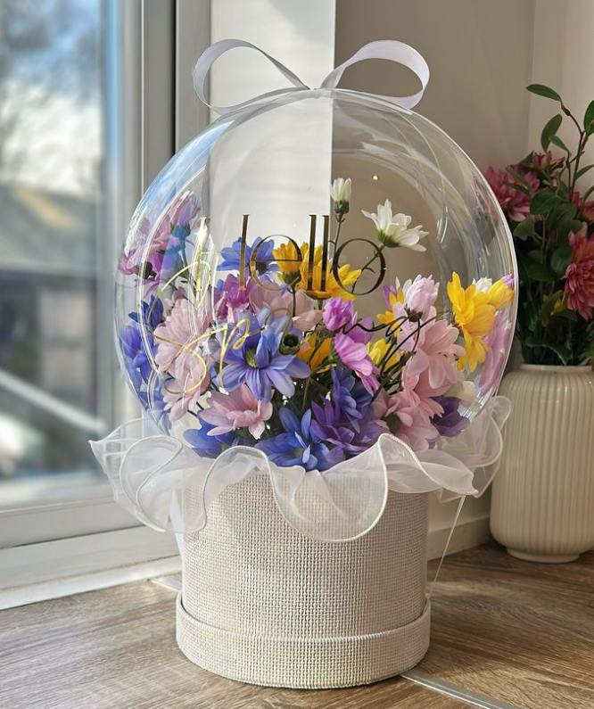 Personalised Ballooned Purple Flowers