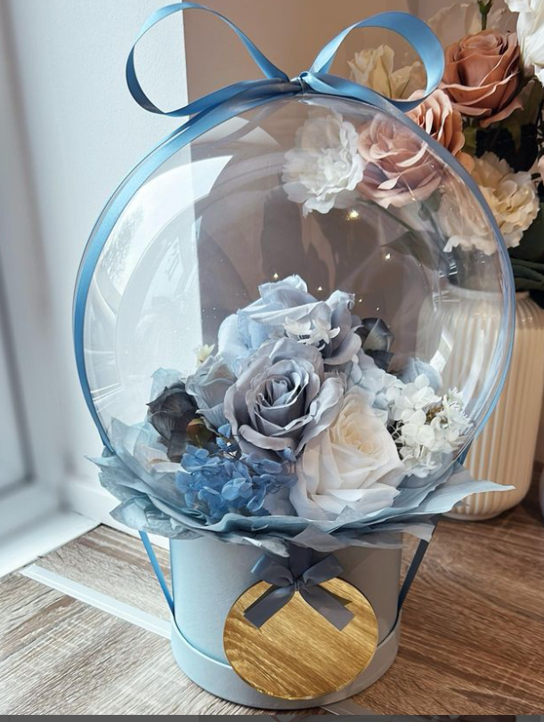 Personalised Ballooned Blue Flowers